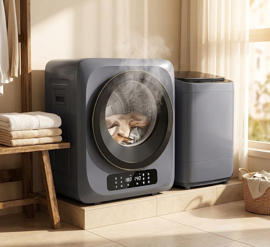 Compact dryer with wet boots on the shoe attachment